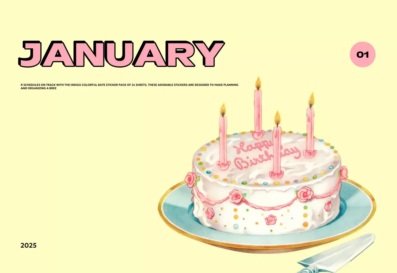 Colorful calendars with a variety of retro illustrations