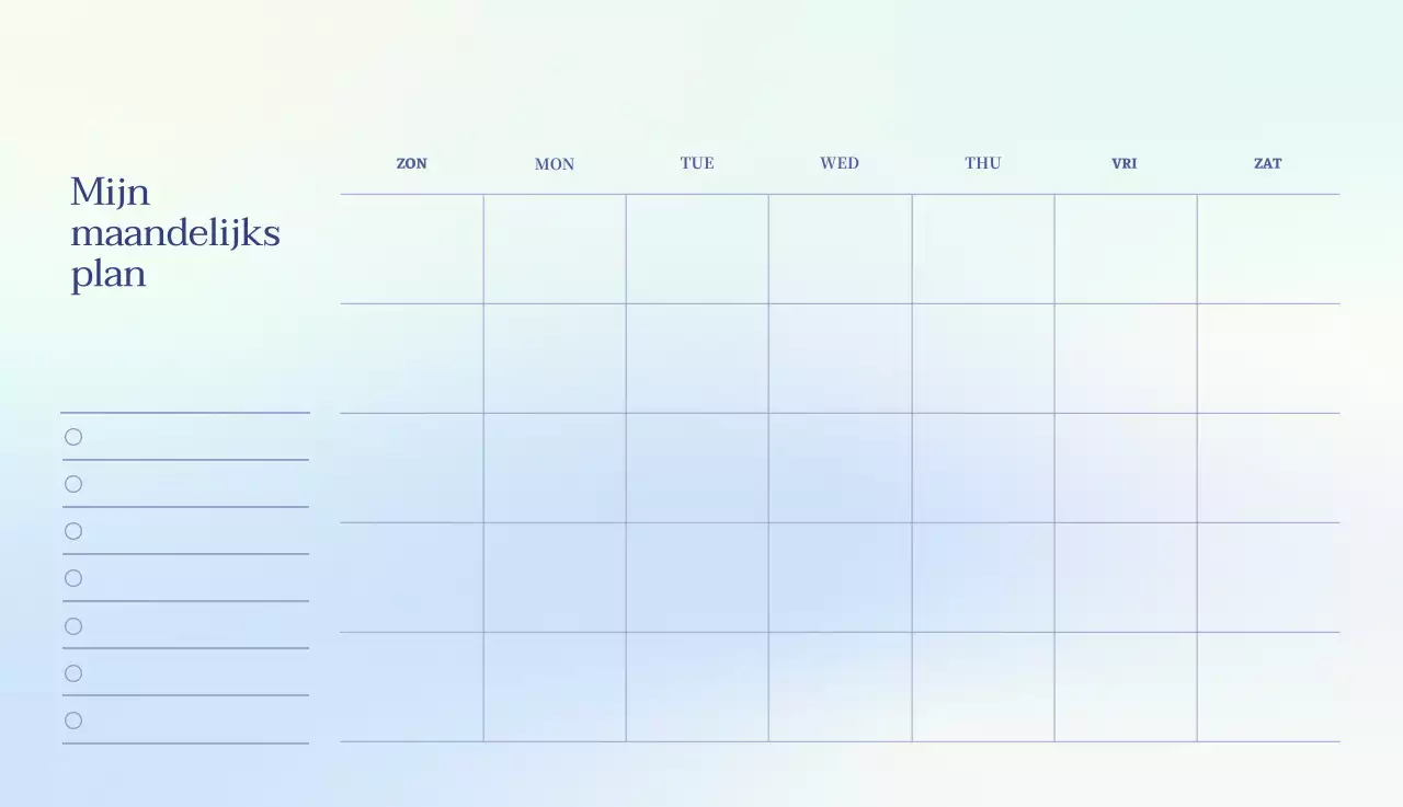 Minimalistische kalender met kleurverloop