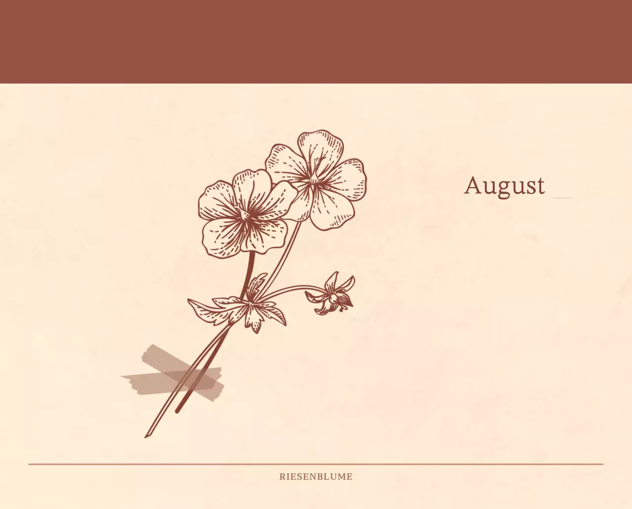 Ein sentimentaler Blumenkalender in hellbraunem und braunem Wollpapierkonzept