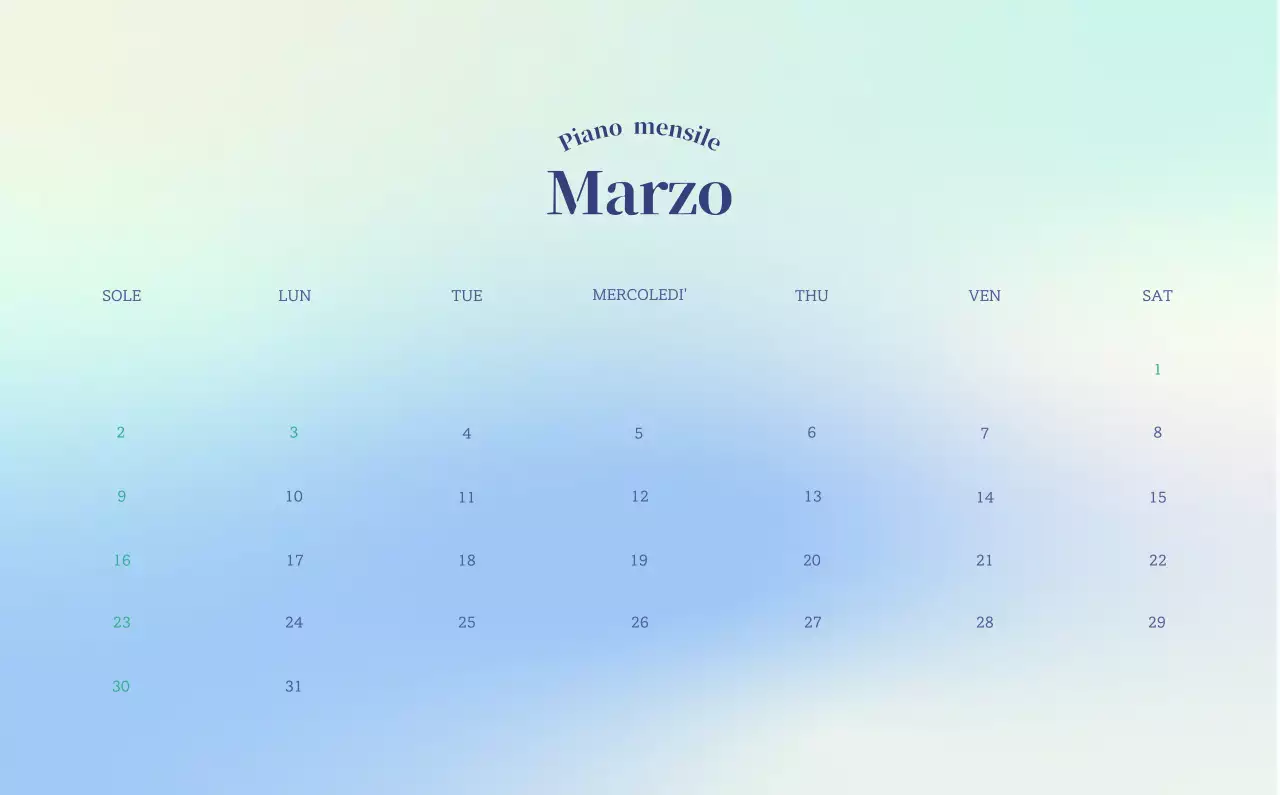 Calendario minimalista a gradi