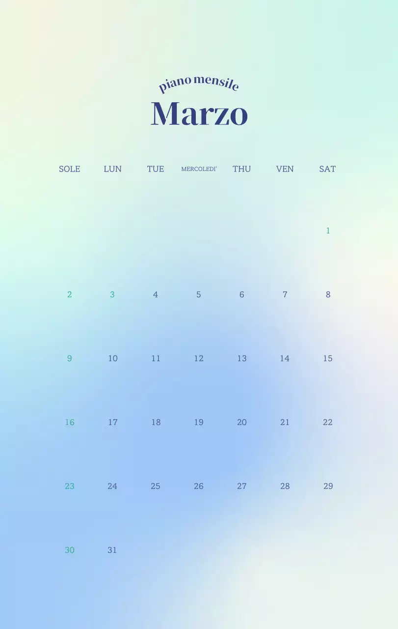 Calendario minimalista a gradi
