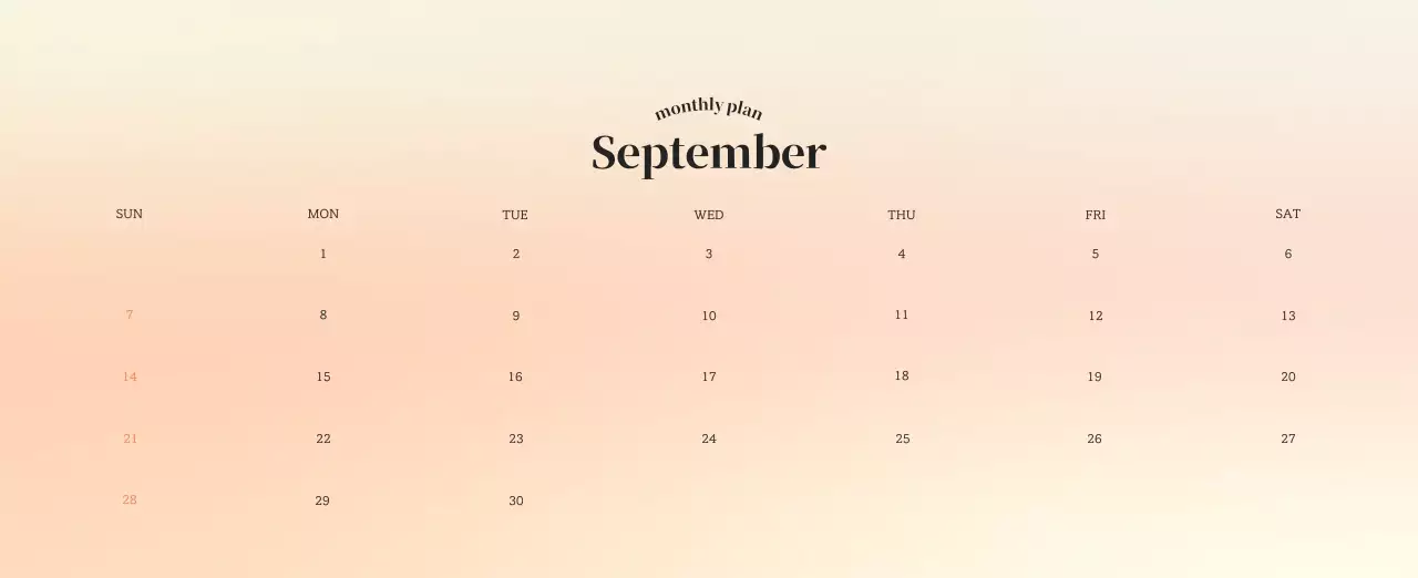 Gradient Minimalist Calendar