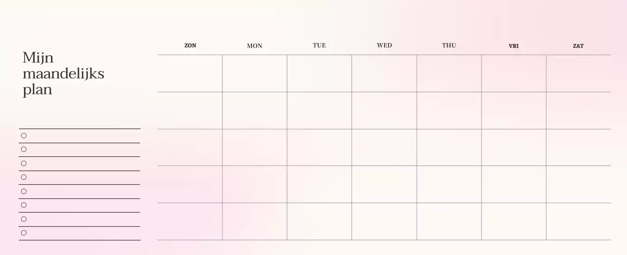 Minimalistische kalender met kleurverloop