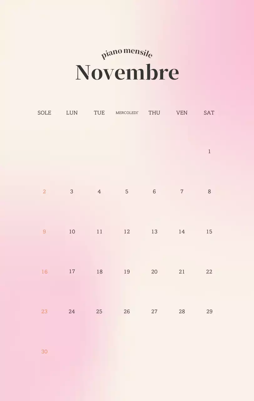 Calendario minimalista a gradi