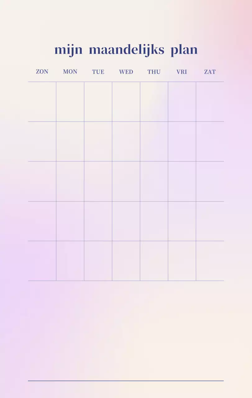 Minimalistische kalender met kleurverloop