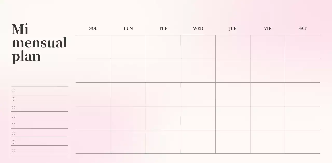 Calendario minimalista degradado