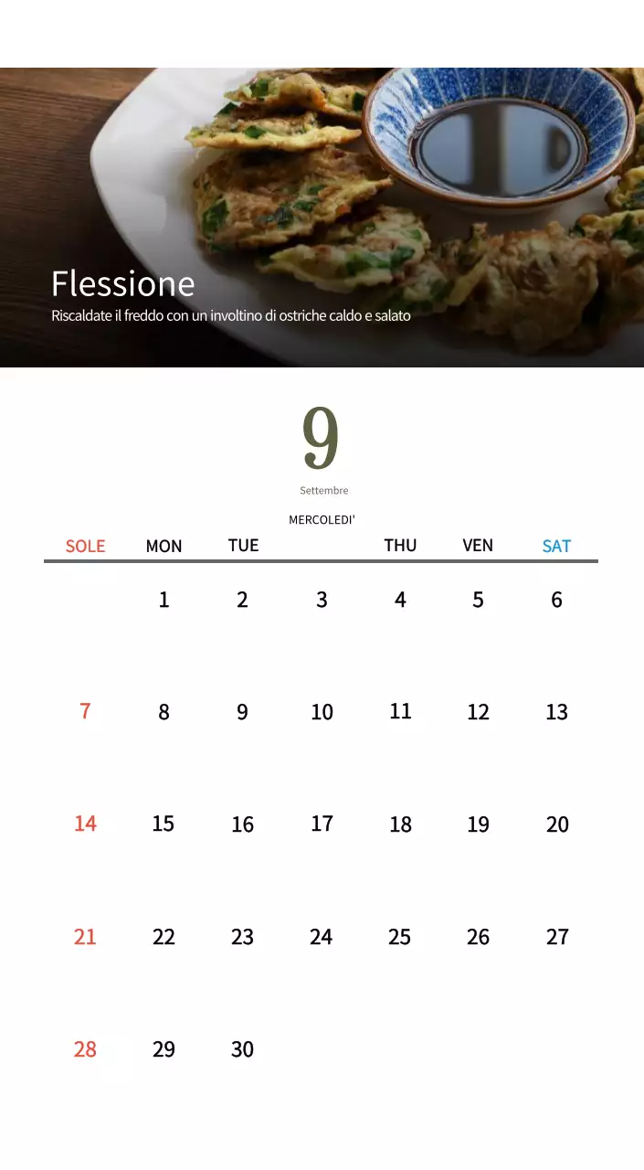 Calendario alimentare tradizionale beige