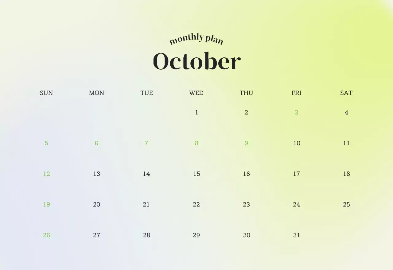 Gradient Minimalist Calendar