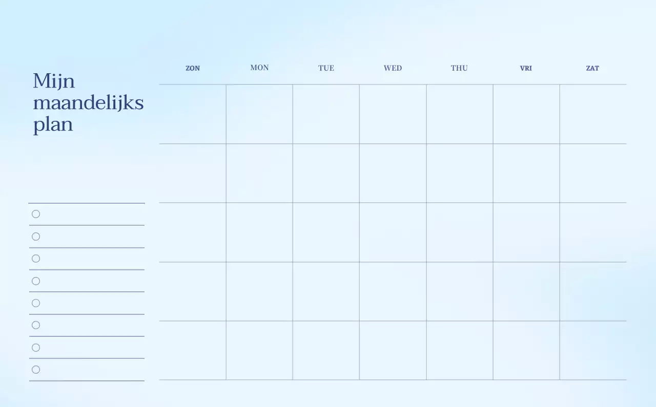 Minimalistische kalender met kleurverloop