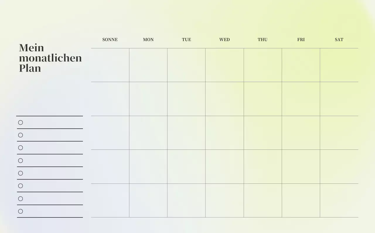 Minimalistischer Kalender mit Farbverlauf