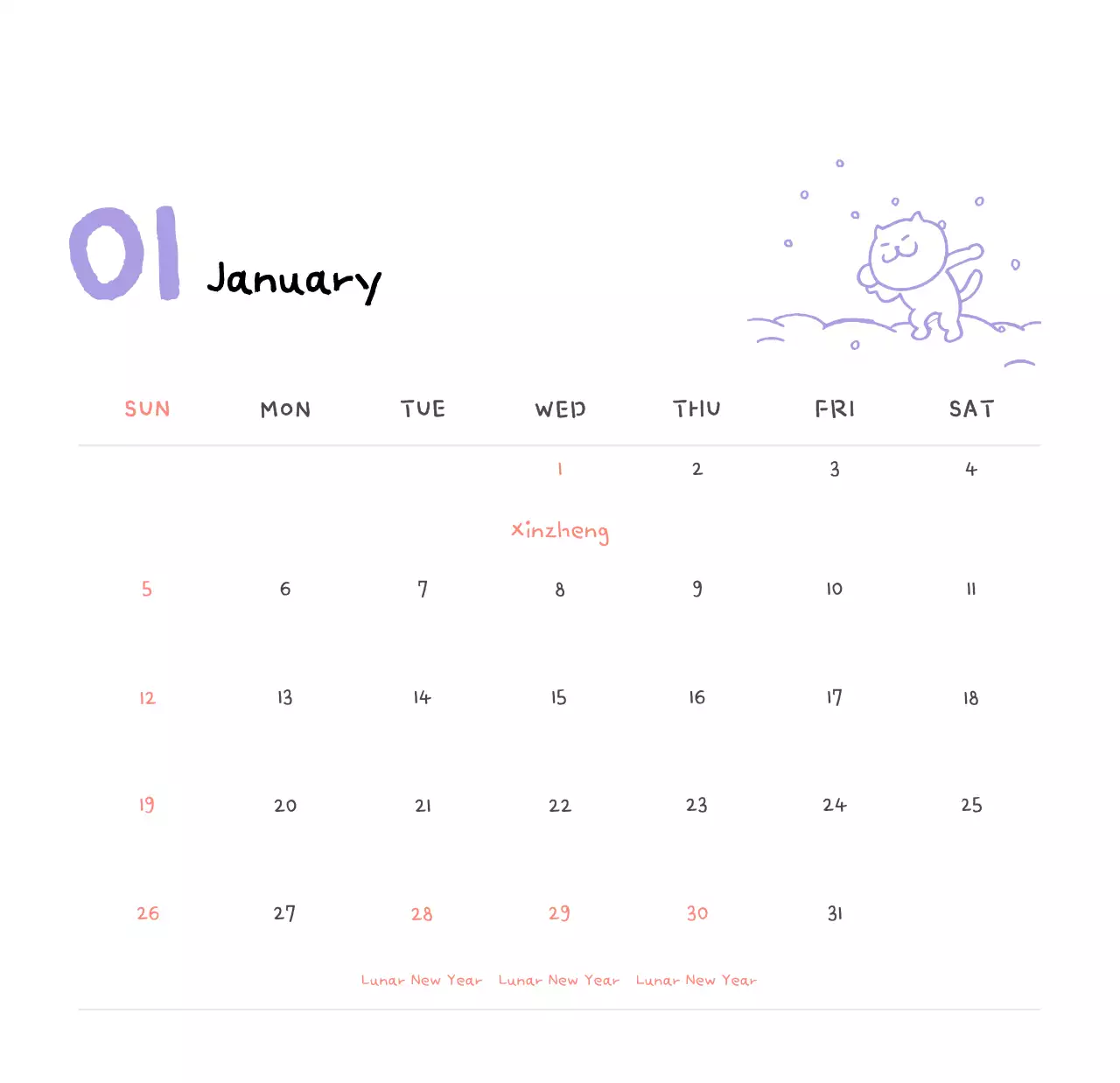 Lịch ngày dễ thương màu ngà