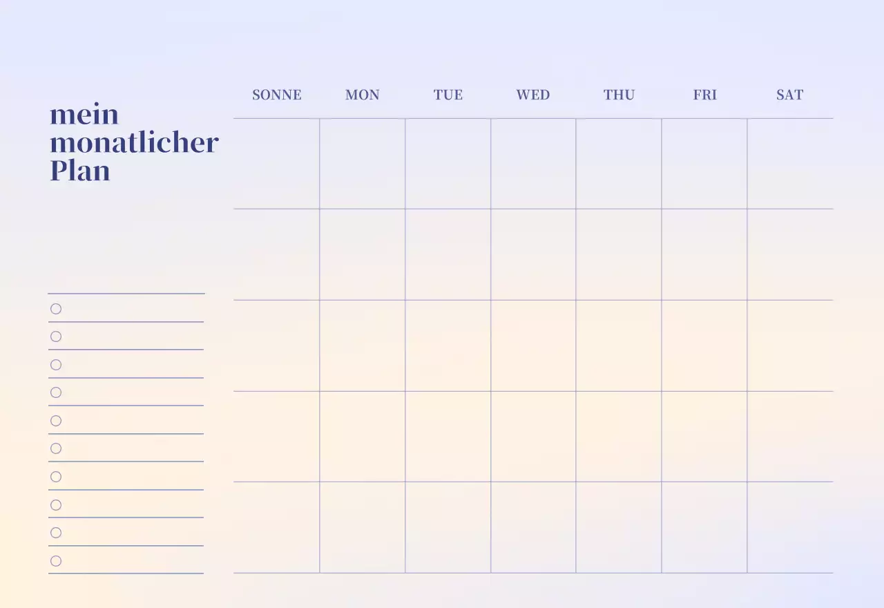 Minimalistischer Kalender mit Farbverlauf