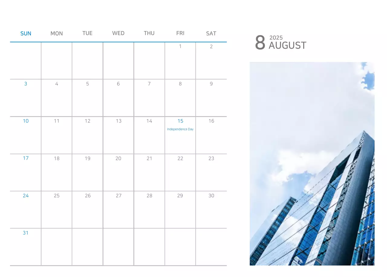 Kalender Biru Minimalis Promosi Perusahaan