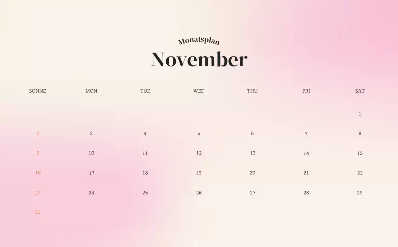 Minimalistischer Kalender mit Farbverlauf