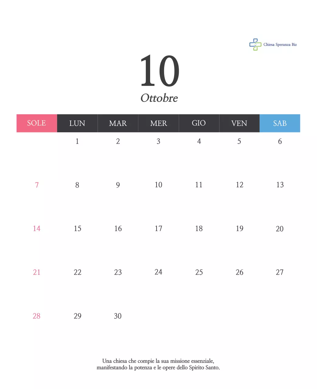 Promozione della chiesa biblica in calligrafia semplice