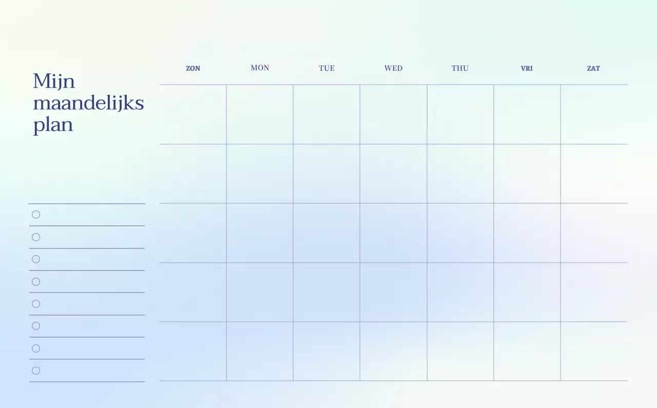Minimalistische kalender met kleurverloop