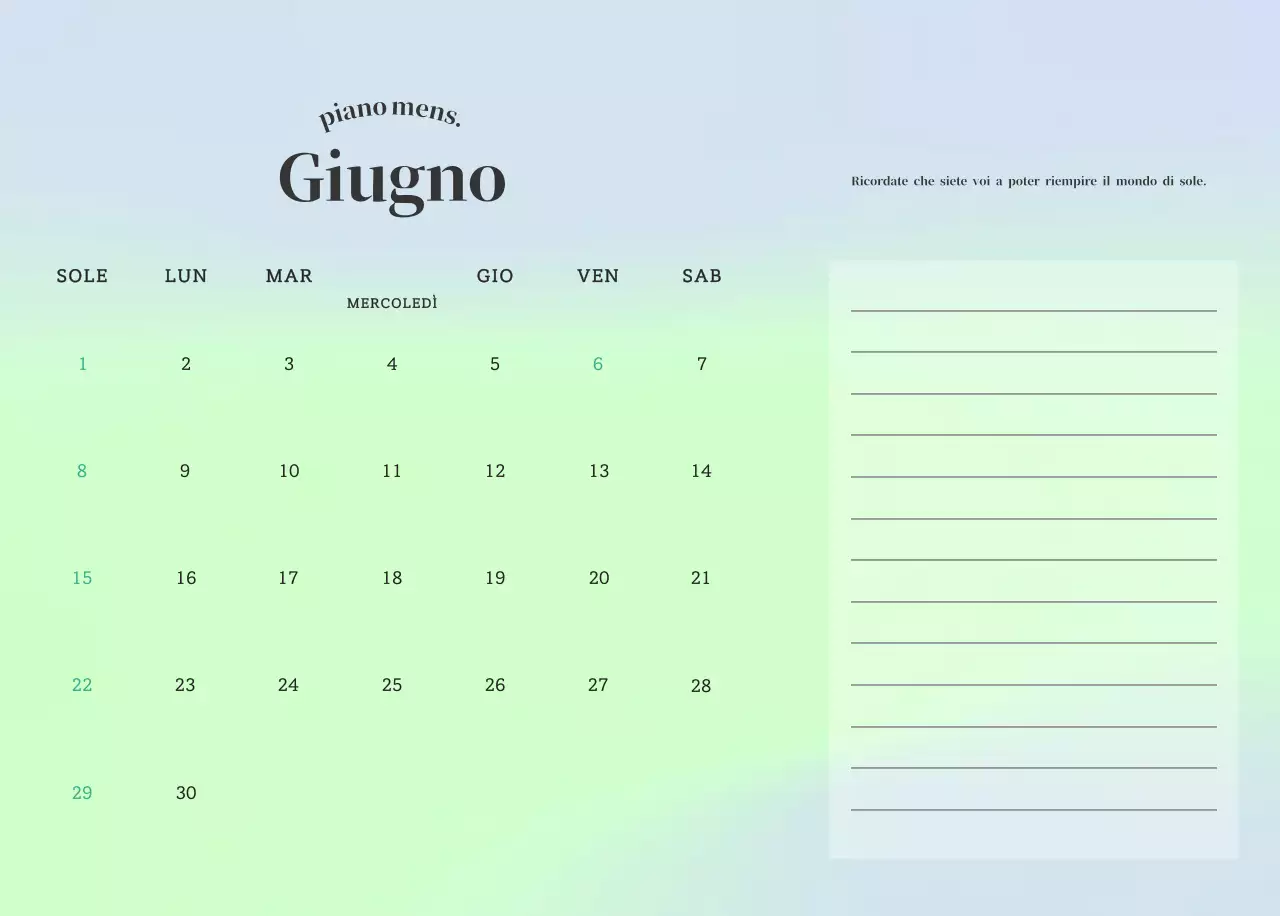 Calendario minimalista a gradi
