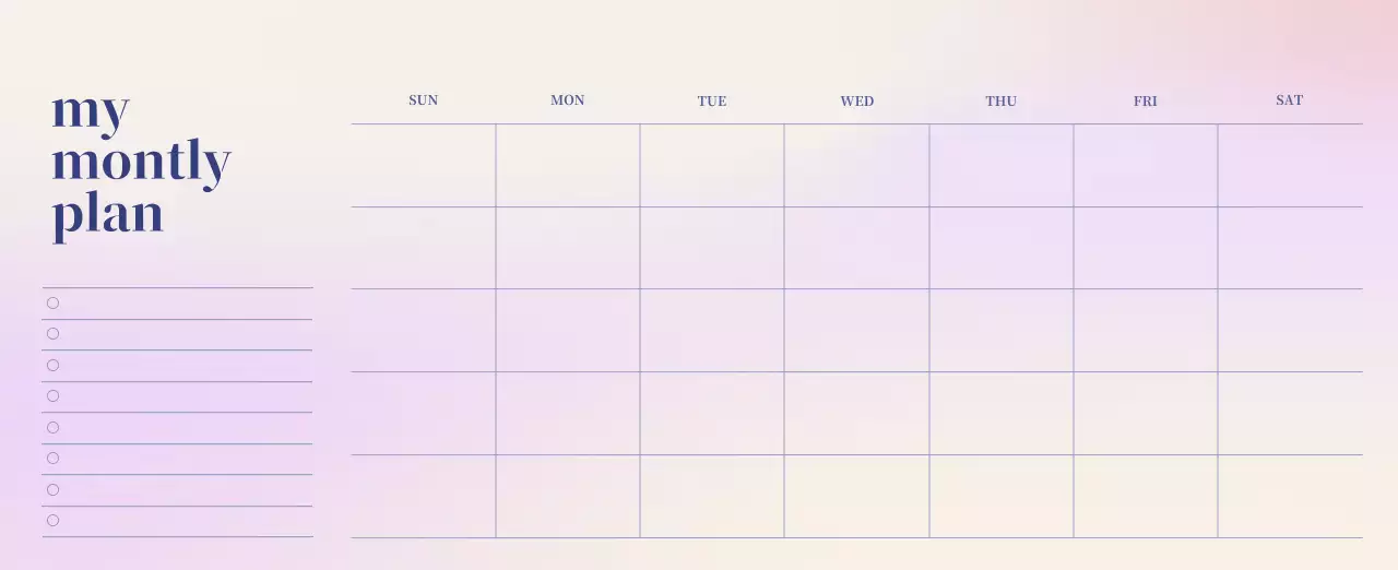 Gradient Minimalist Calendar