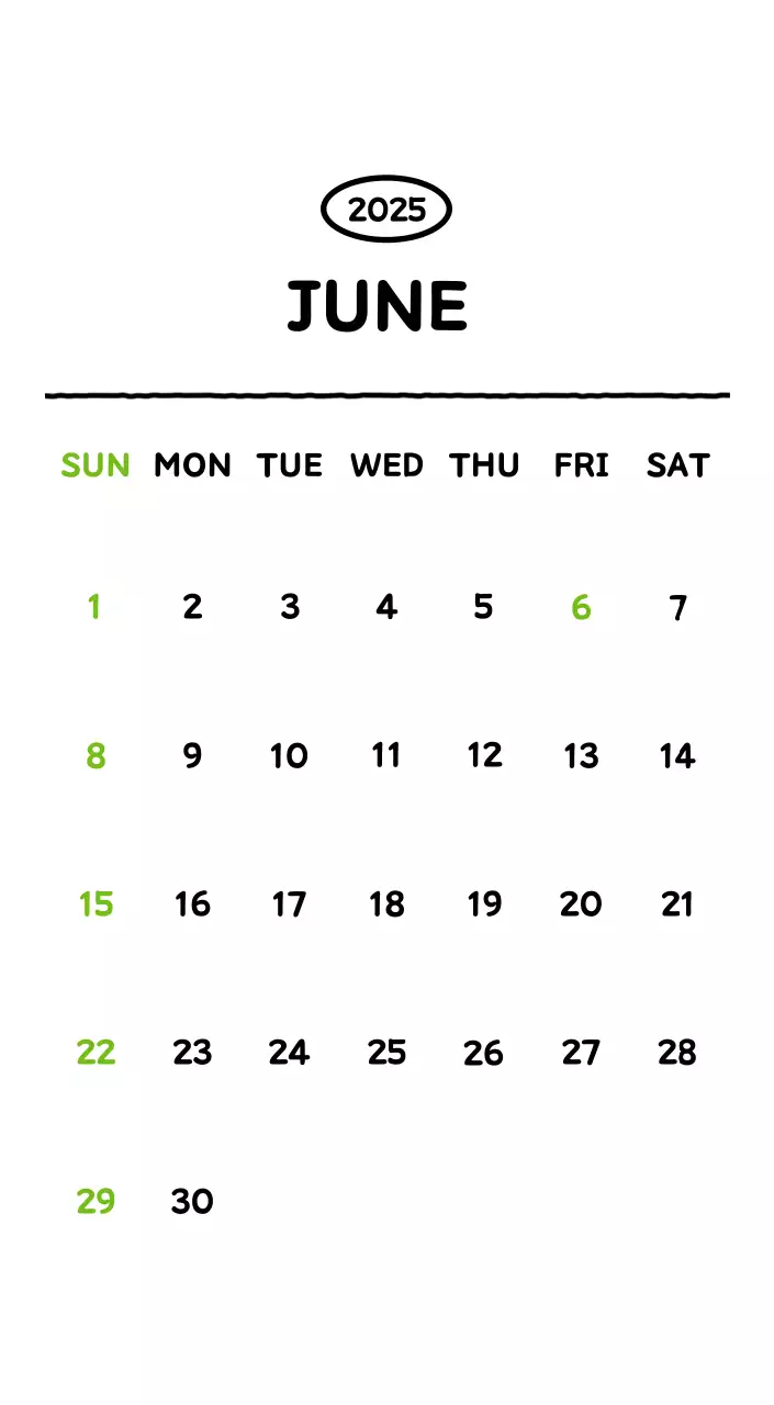 Illustrated calendar with a cute line style