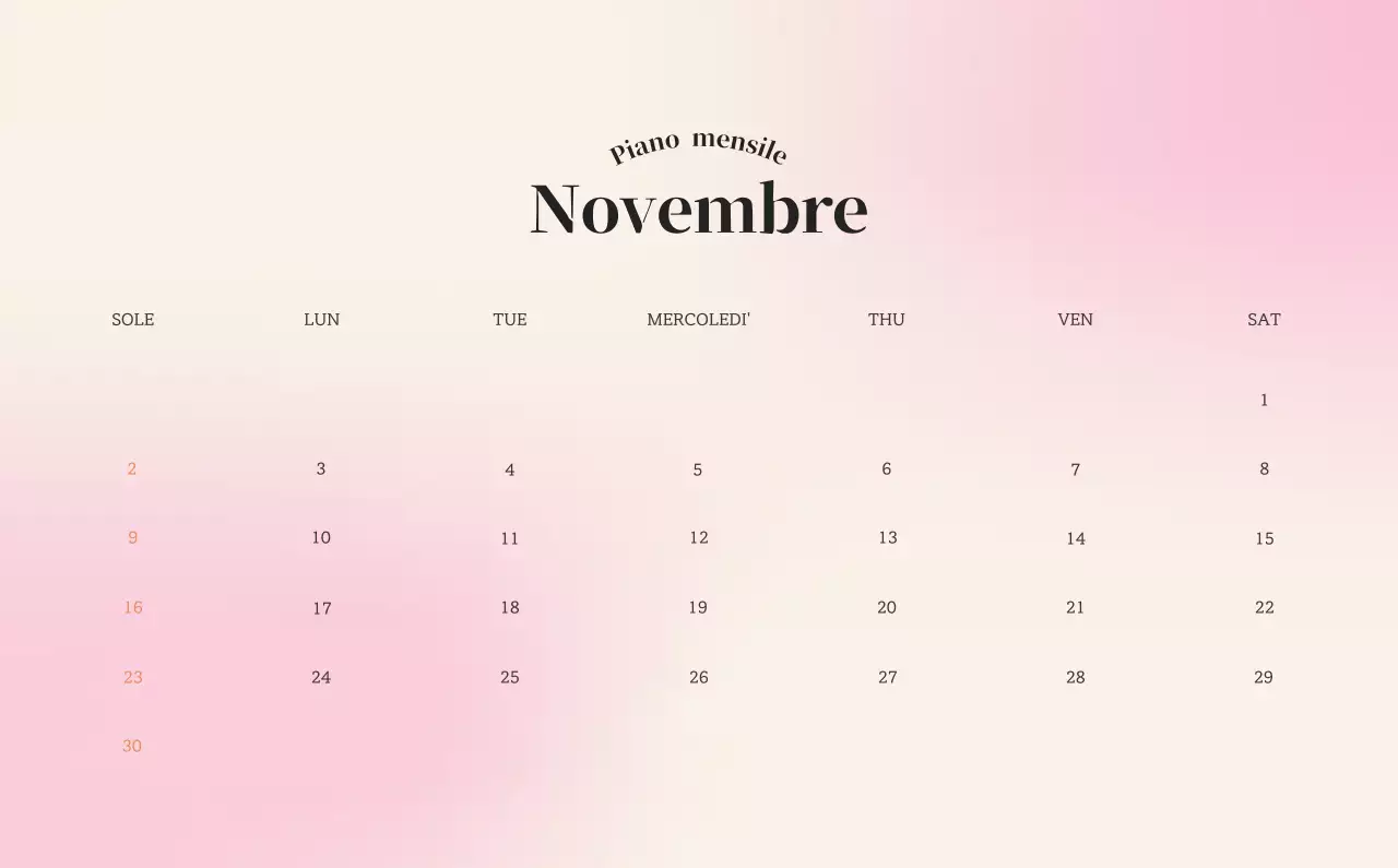 Calendario minimalista a gradi