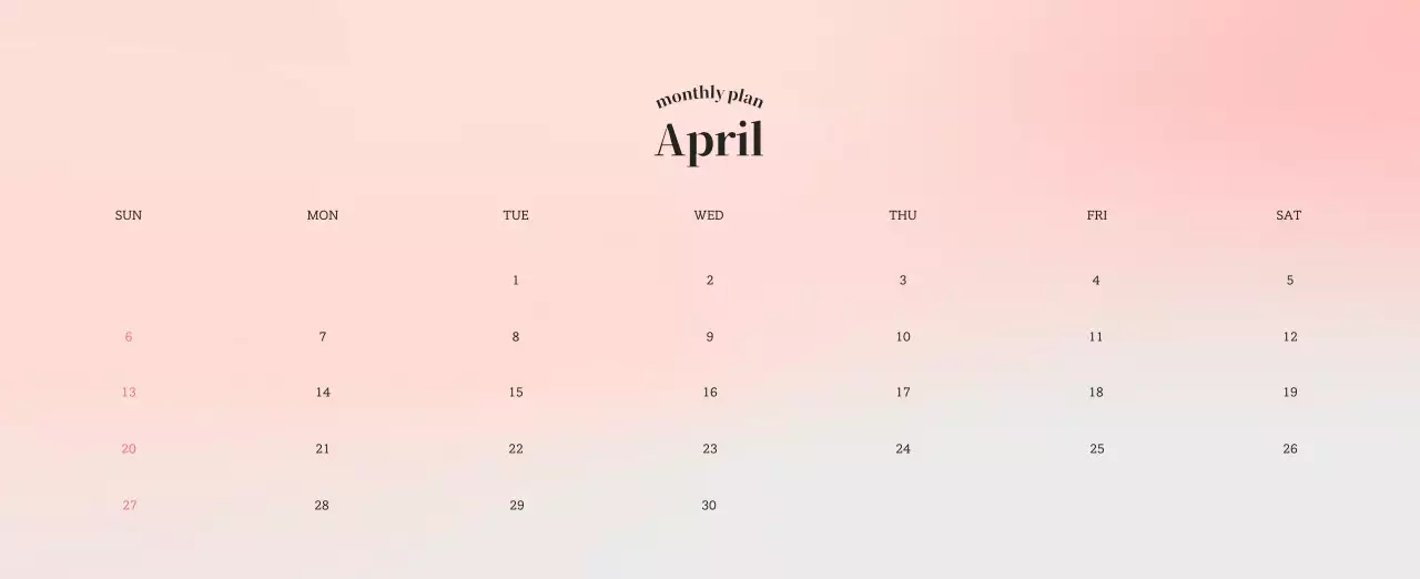 Gradient Minimalist Calendar