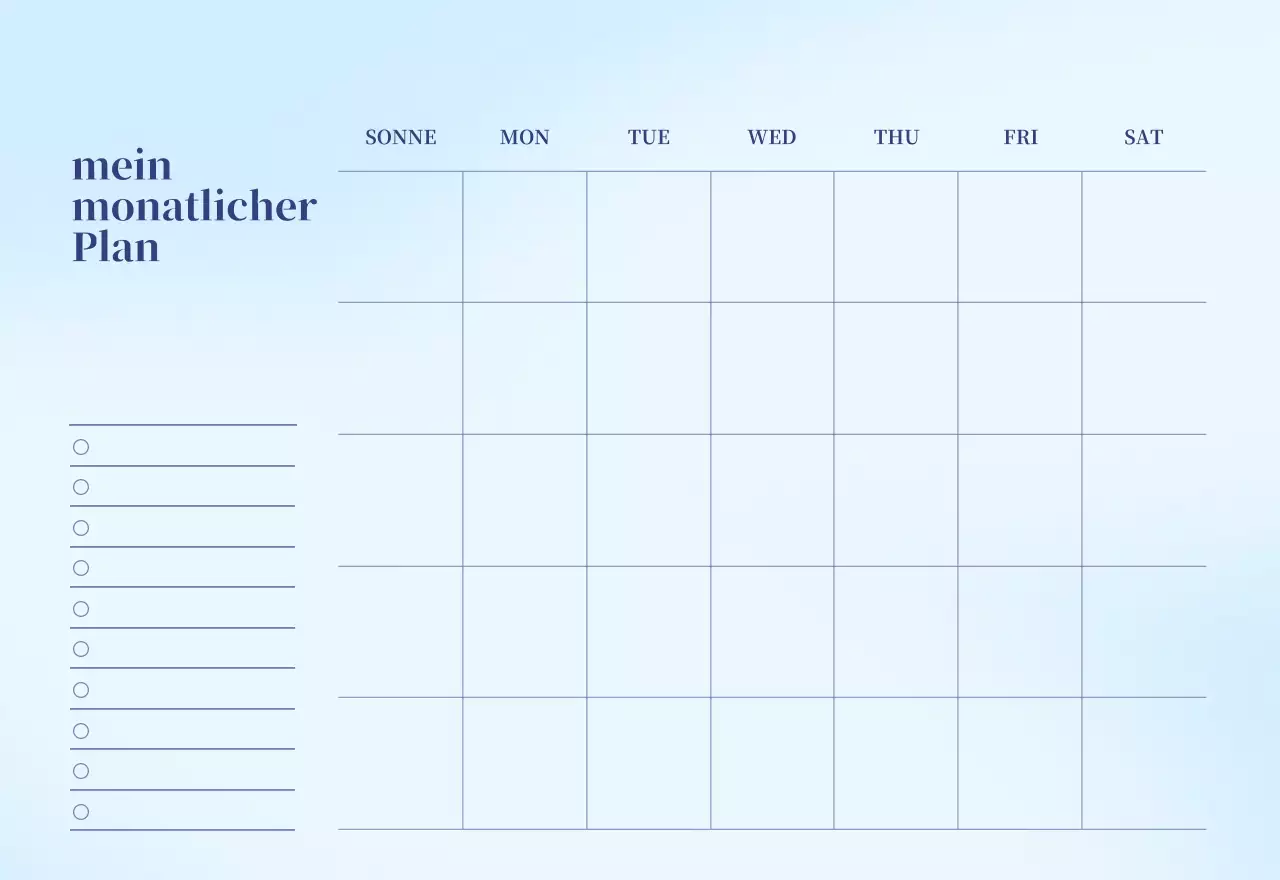 Minimalistischer Kalender mit Farbverlauf