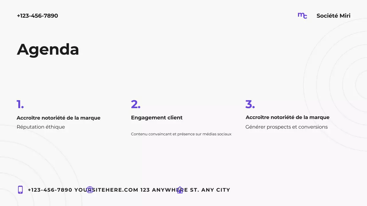 Plan marketing moderne violet