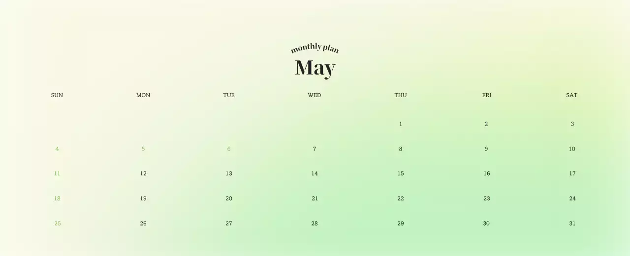 Gradient Minimalist Calendar