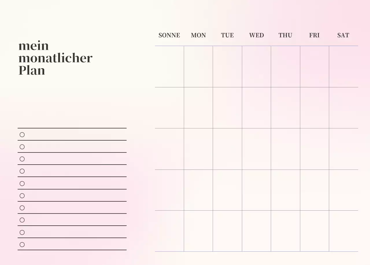 Minimalistischer Kalender mit Farbverlauf