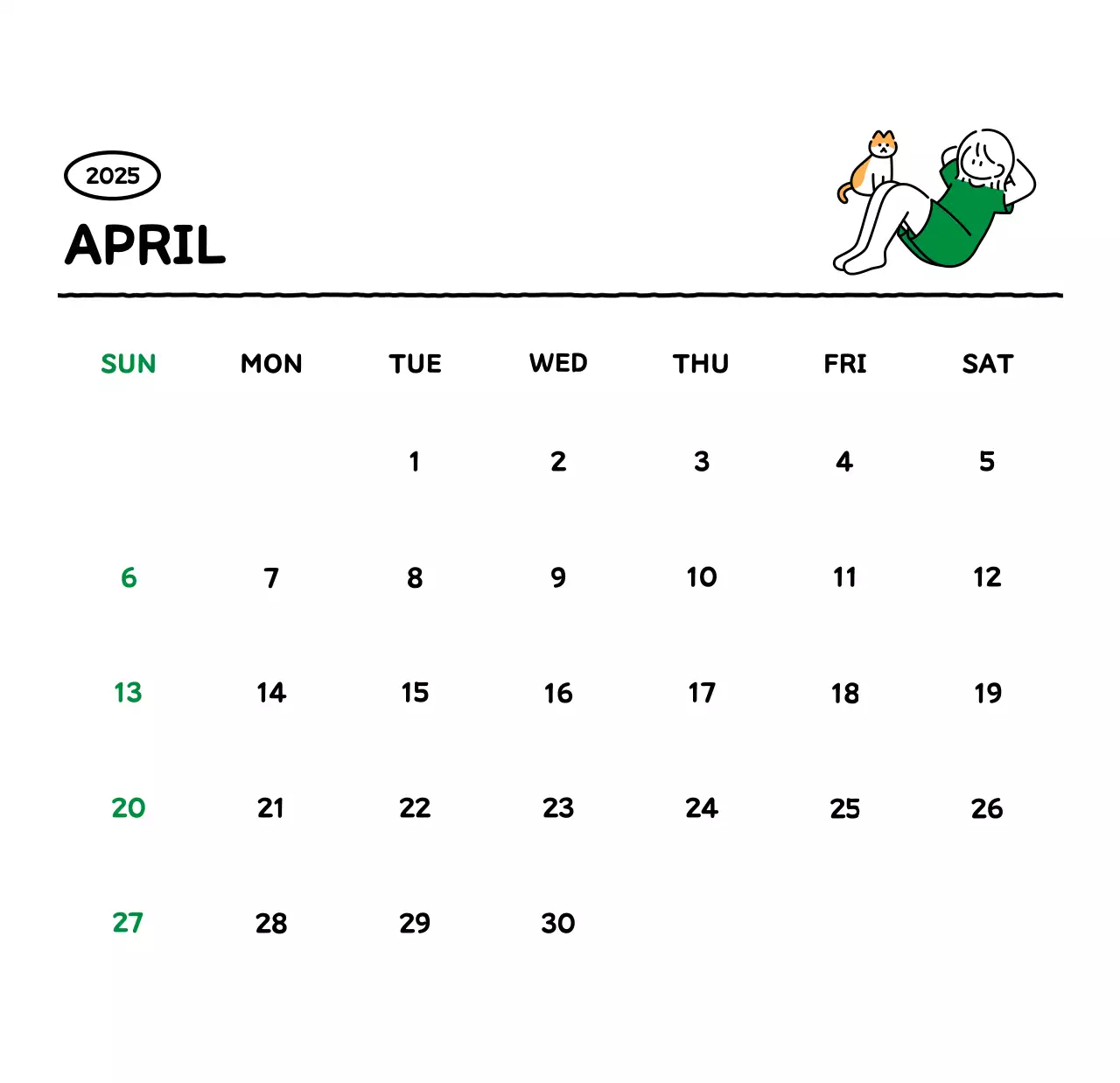 Lịch lịch minh họa phong cách dễ thương