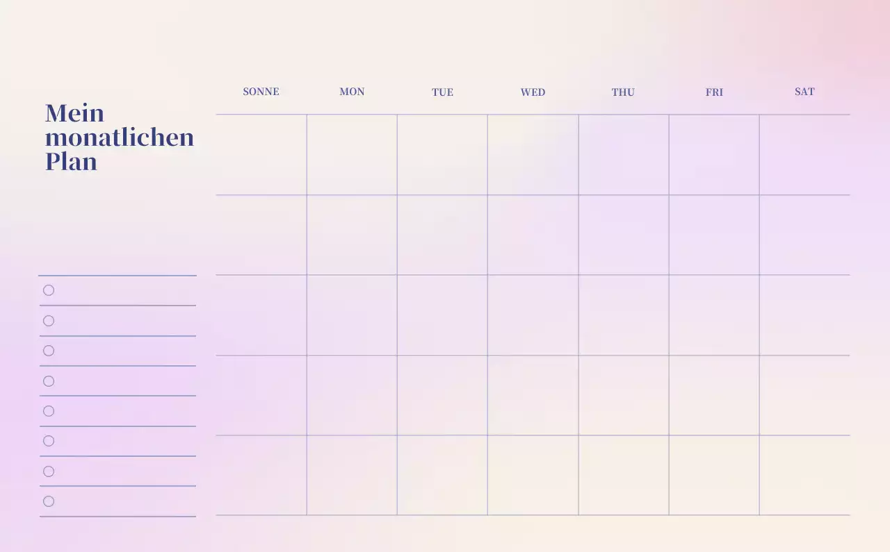 Minimalistischer Kalender mit Farbverlauf