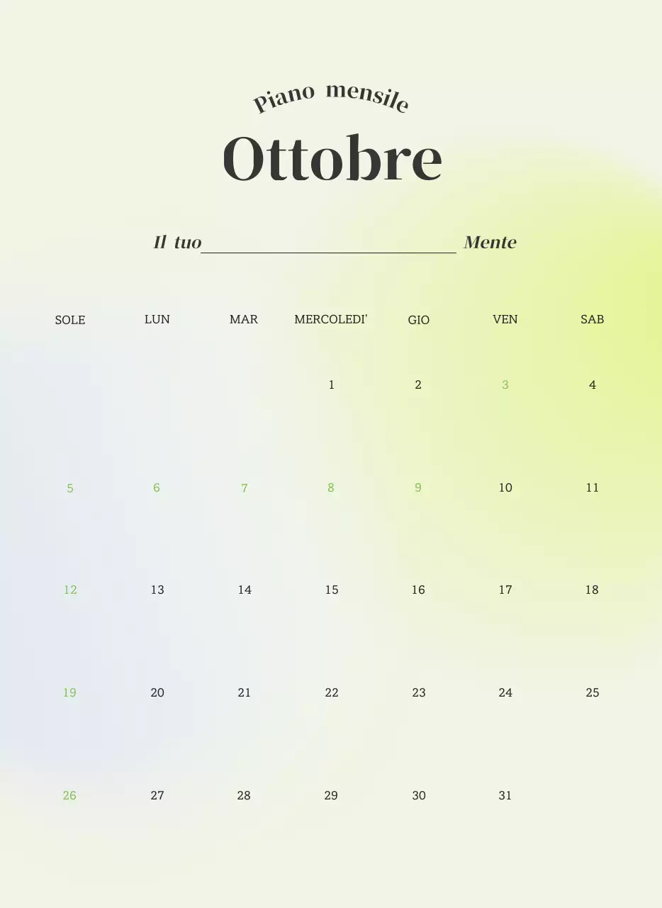 Calendario minimalista a gradi