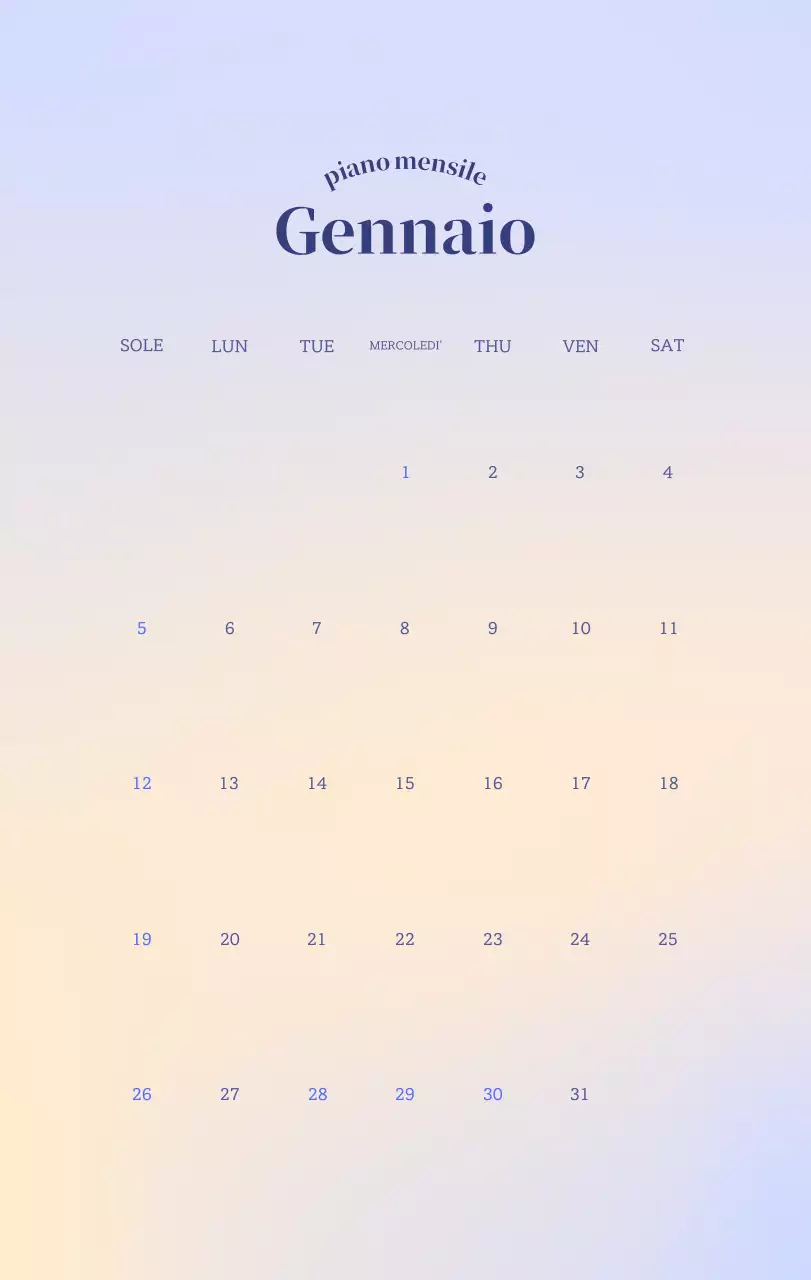 Calendario minimalista a gradi