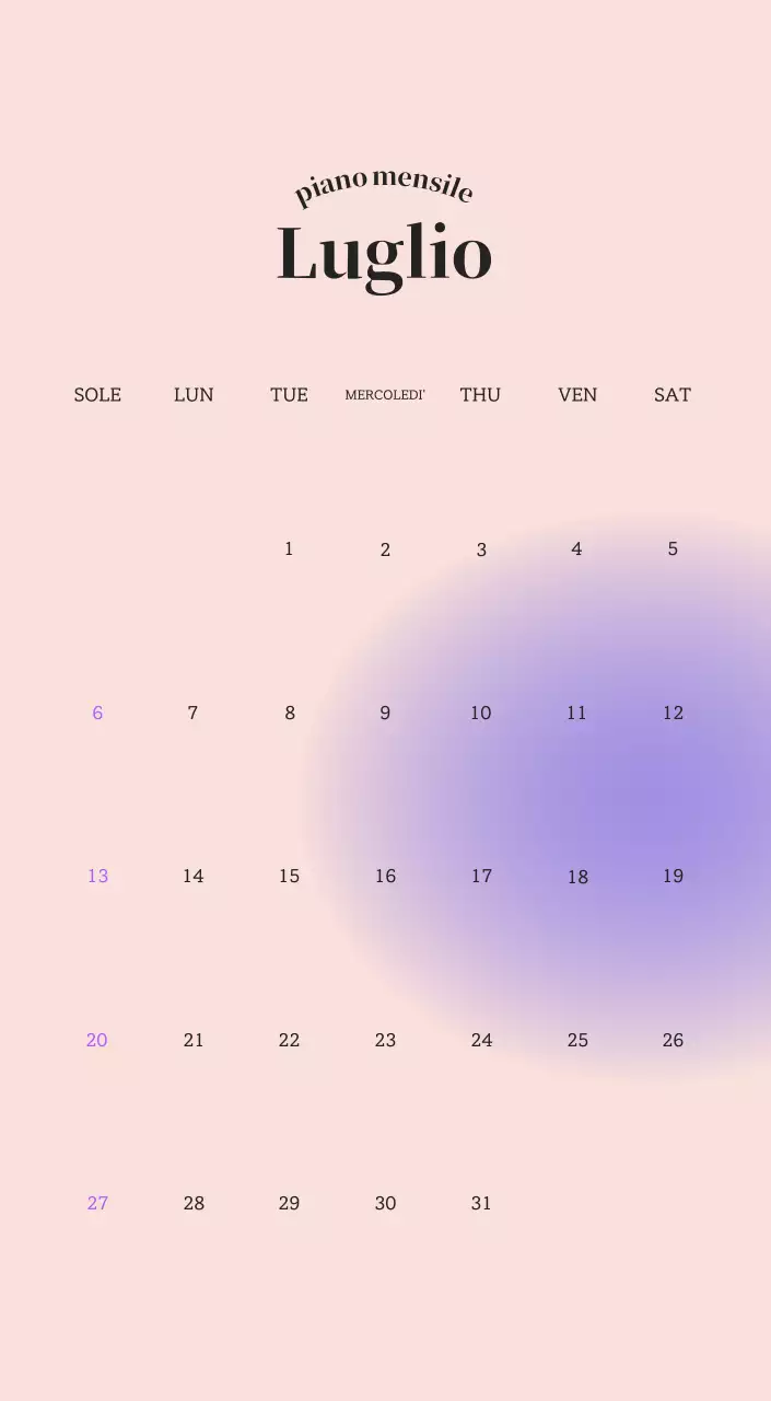 Calendario minimalista a gradi