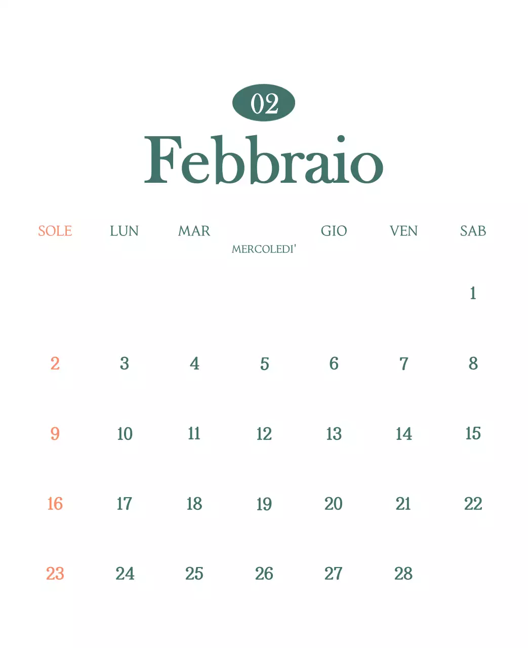 Un moderno calendario dei caffè con i consigli per la bevanda del mese