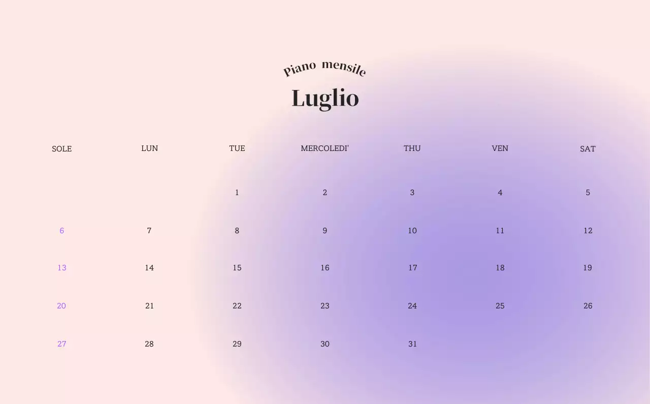 Calendario minimalista a gradi