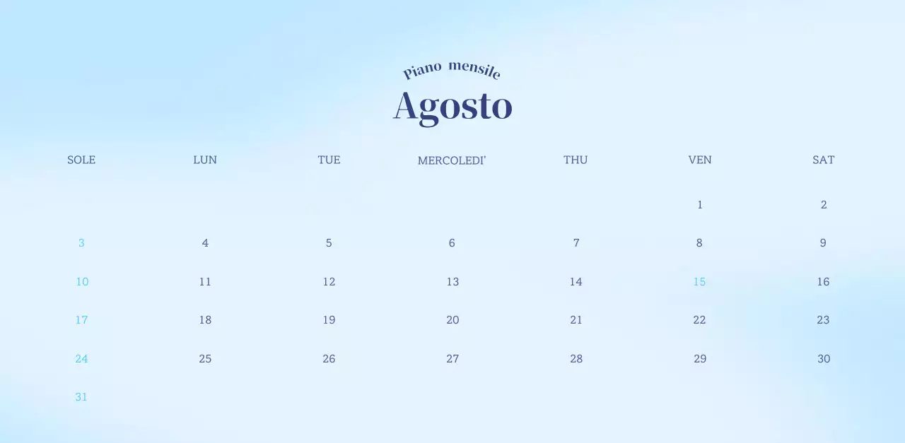 Calendario minimalista a gradi