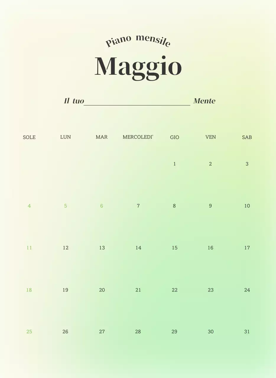 Calendario minimalista a gradi