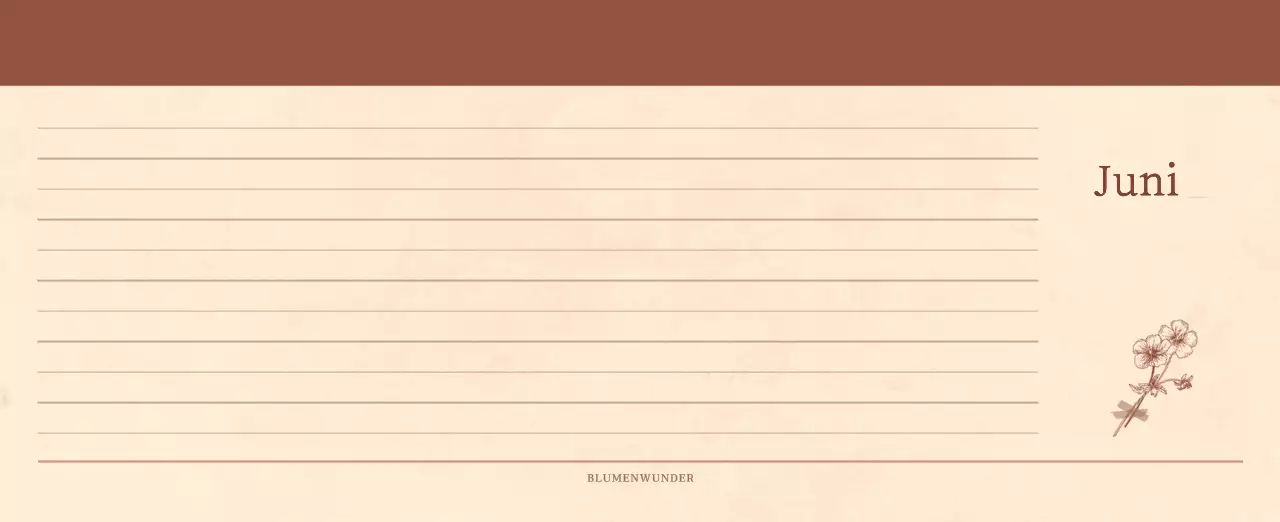 Ein sentimentaler Blumenkalender in hellbraunem und braunem Wollpapierkonzept