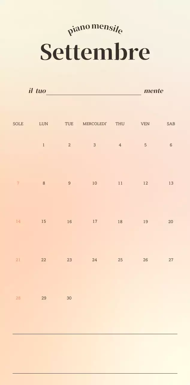 Calendario minimalista a gradi