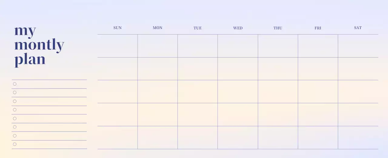 Gradient Minimalist Calendar