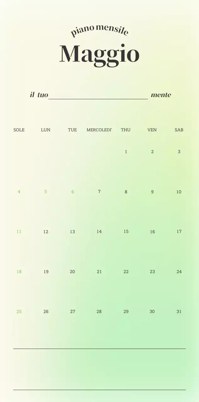 Calendario minimalista a gradi