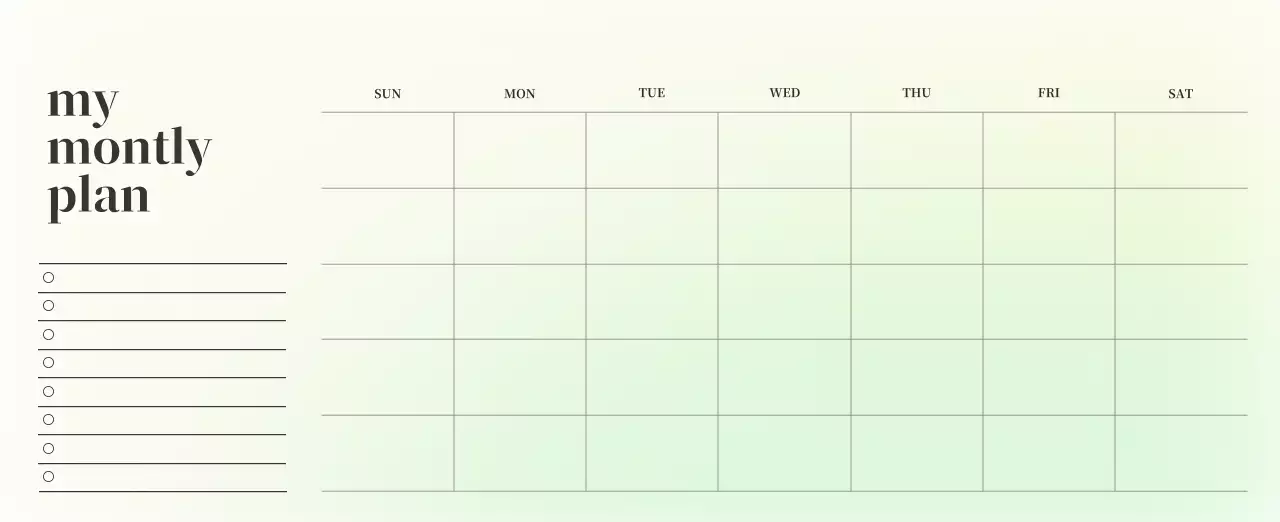 Gradient Minimalist Calendar