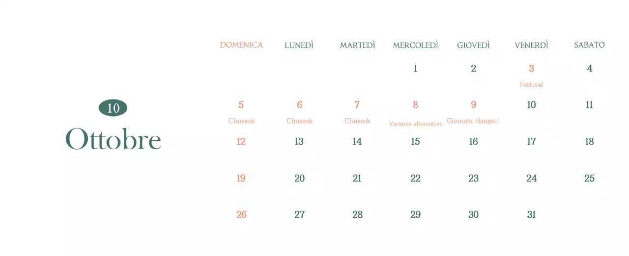 Un moderno calendario dei caffè con i consigli per la bevanda del mese