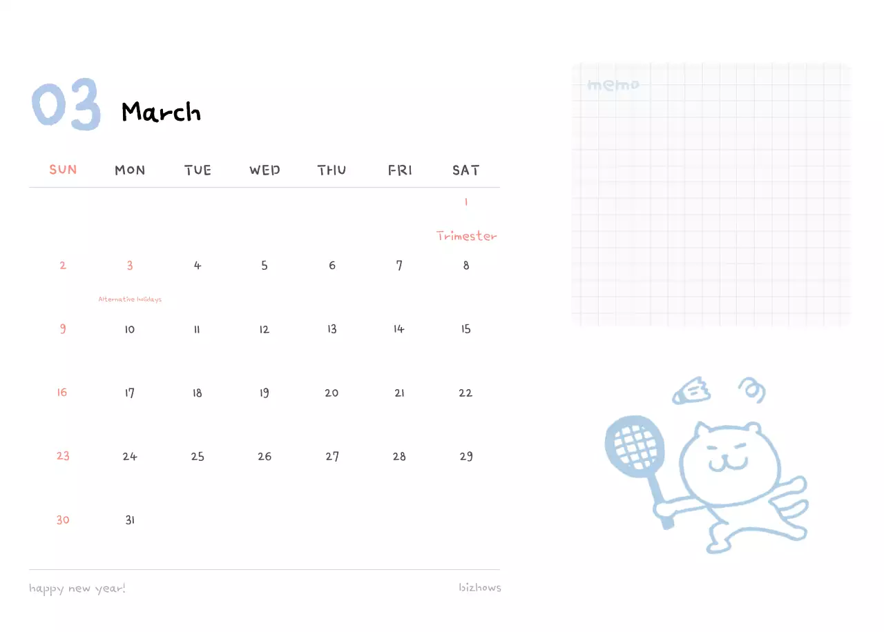 Ivory Cozy Daily Calendar