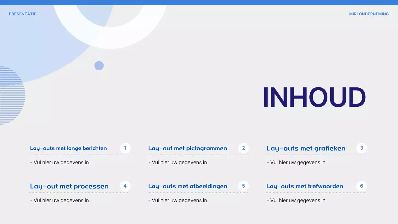 Voorstel met eenvoudige vormen op een blauwe achtergrond