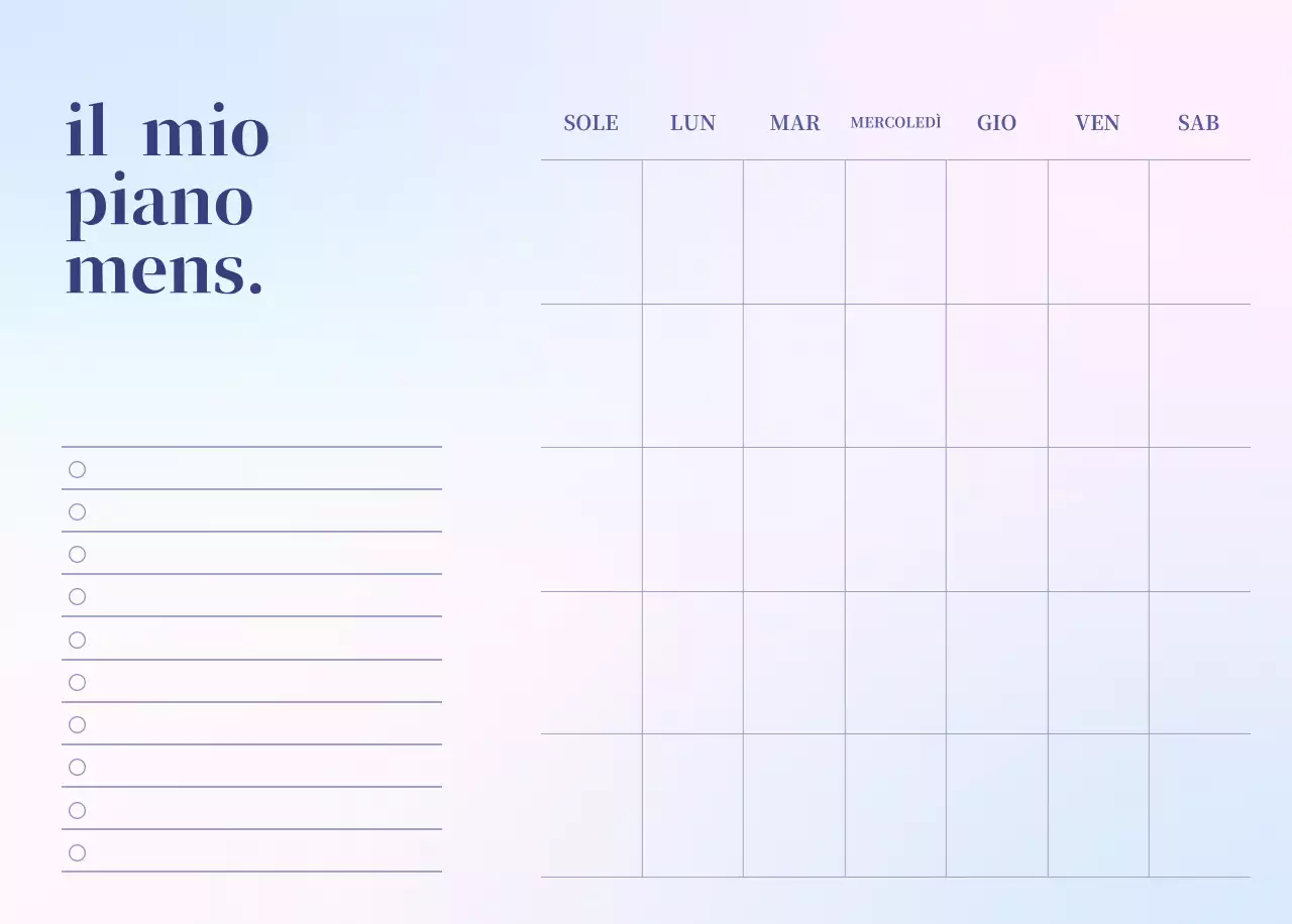 Calendario minimalista a gradi