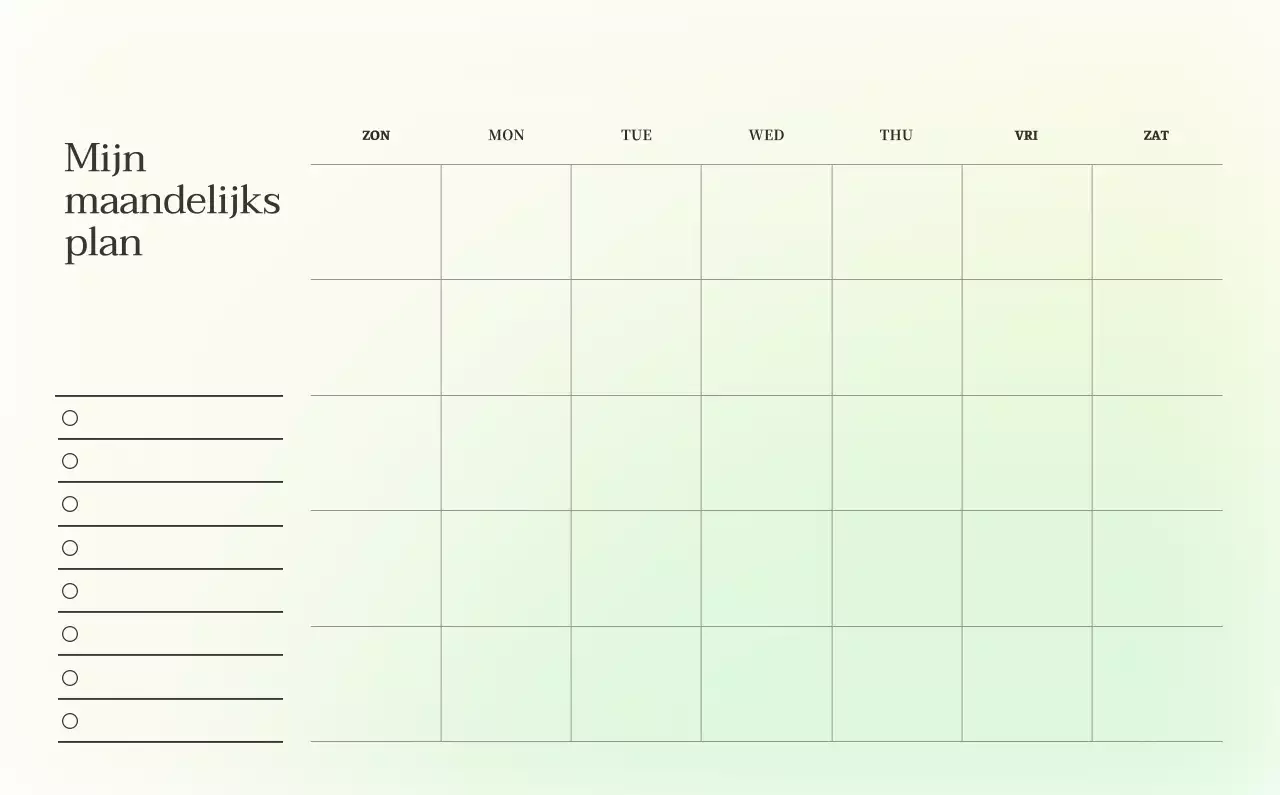 Minimalistische kalender met kleurverloop