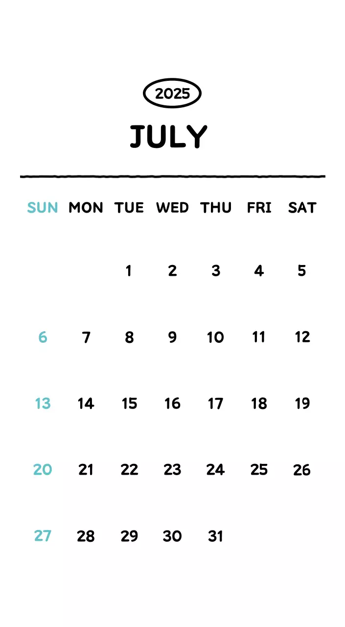 Illustrated calendar with a cute line style