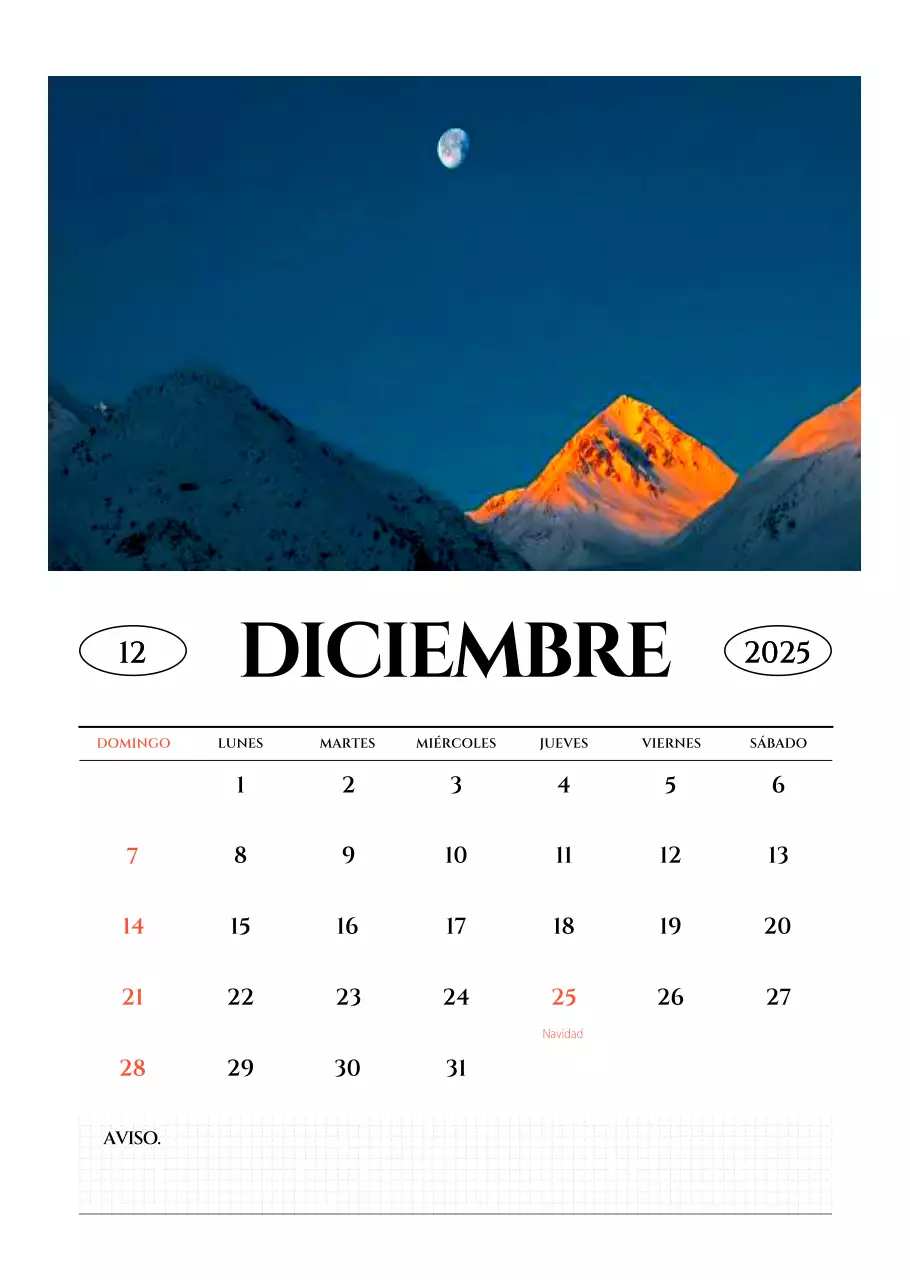 Calendario fotográfico sencillo
